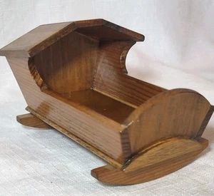 Jim Bush Artisan Signed Walnut Colonial Hooded Cradle Vintage 1977 Dollhouse - Picture 1 of 3
