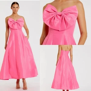 Mac Duggal Strapless A-Line Tea Length Statement Bow Dress Gown - Picture 1 of 14