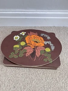 Vintage M&S St Michael Tischsets x 7 Untersetzer x 1 Retro 60er 70er braun orange. - Bild 1 von 7