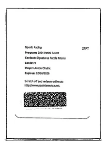2024 Select Racing #9 Austin Cindric Signatures Purple Prizms /49 - *REDEMPTION* - Picture 1 of 2