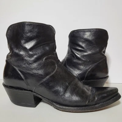 Lucchese Classics Black Western Cowboy Zipper Ankle Boots Womans Size 9 B - Image 1 of 4