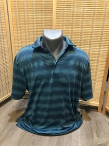 Under Armour Golf Short Sleeve Men's Polo Shirt Green Striped Large Loose L H11 - Picture 1 of 7