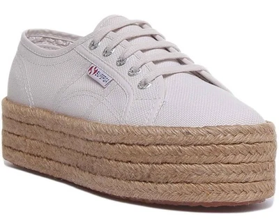 SUPERGA 2790 Cotropew Suela Plataforma con Cuerda Around en Ligero Gris Talla UK - Imagen 1 de 4