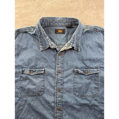 Camisa vaquera vintage Route 66 para hombre 2 bolsillos azules manga corta Foto 1 de 4