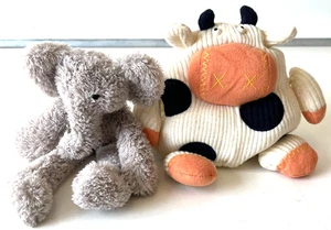 Jellycat, Corduroy Cow, Grey Elephant, Both With Labels - Picture 1 of 4