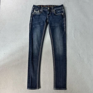 Pantalones de mezclilla ajustados Rock Revival Lindsie para mujer 25 de tiro bajo elásticos - Imagen 1 de 11