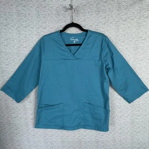 UA Butter Soft Scrub Top Womens Large 3/4 Sleeve Teal 3 Pockets Stretch Medical - Picture 1 of 13