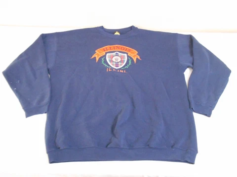 VTG Illinois University Fight Illini Chief Illiniwek Embroidered Crewneck Sz XL Cover