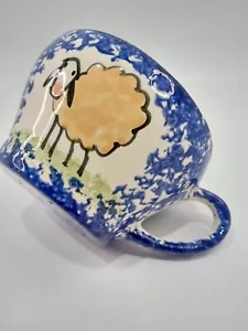Molly Dallas Sheep Blue Spongeware/Spatter ware Tea/Cocoa cup VTG - VGC - Picture 1 of 6