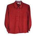 Vintage Koret City Blues Red Collared Button Up Blouse Polyester Size 6