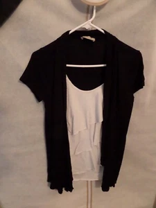 Front Of Closet  Asymmetric Cardigan Jacket Top Black with white Small - Picture 1 of 5