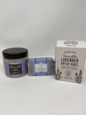 Trader Joe’s LAVENDER Pack:Triple Milled Soap-4 Dryer Bags-20oz Salt Scrub - Image 1 of 4