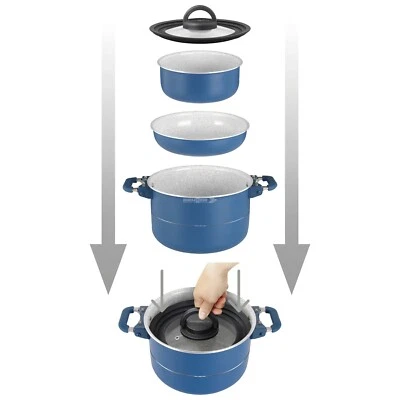 Stacking Ceramic Gas Electric Pot Pan Set Brunner Carezza NG 22cm Boat Camping - Image 1 of 4