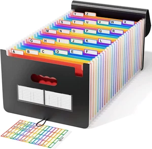 26 Pockets Accordion File Organizer, Expanding File Folders, Portable Monthly Bi - Picture 1 of 12