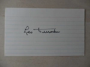 Leo Durocher Autographed 3" X 5" Index Card - Hall Of Famer - Picture 1 of 2