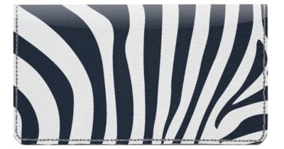 Cubierta de chequera de diseñador con impresión de cebra, ranuras para tarjetas de crédito y bucle para bolígrafo Foto 1 de 4