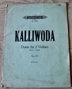 KALLIWODA 3 DUOS FOR 2 VIOLINS OP 178 SHEET MUSIC BOOK (1927) HERRMANN GERMANY - Picture 1 of 3