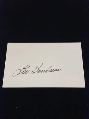 Lou Boudreau Signed 3x5 Index Card JSA COA Cleveland Indians Baseball HOF - Image 1 of 2