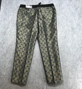 W Worthington Pants Womens Size 12 Black Gold Combo Print Low Rise Slim Fit NWT - Picture 1 of 13