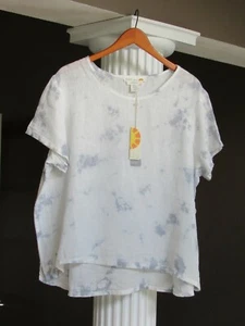 C & C CALIFORNIA Tie Dye 100% Linen Short Sleeve Top Shirt Size 1X NWT - Picture 1 of 3