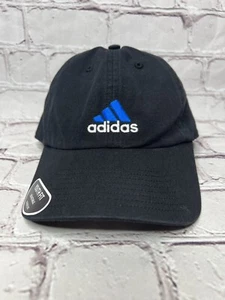 Adidas Aeroready Relaxed Strapback Baseball Cap Hat Logo Black Youth Fit NEW - Picture 1 of 12