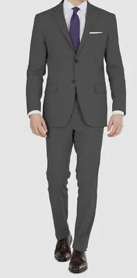 $496 DKNY Para hombres Gris Ajuste Moderno Elastizado Sólido Chaqueta Pantalones 2 Piezas Traje Talla 44S Foto 1 de 4