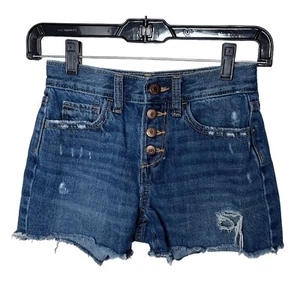 Old Navy Shorts Girls 10 Kids Blue Jean Denim Cut Off Fray Ripped Summer Casual - Picture 1 of 14