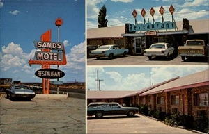 Van Horn,TX Sands Motel & Restaurant,Old Cars Culberson County Texas Postcard - Picture 1 of 2