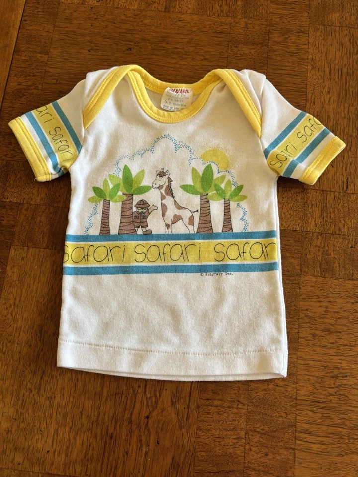 Camisa Vintage Babyfair Safari Mezcla Algodón Manga Corta 0-6 Meses Foto 1 de 4