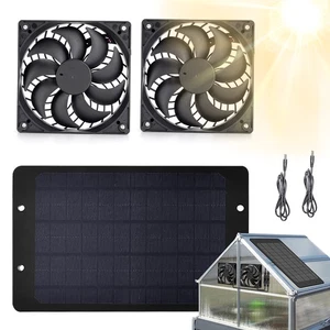 Dual Solar Exhaust Fan 10W 12V Waterproof Ventilation For Coop Shed Greenhouse - Picture 1 of 13