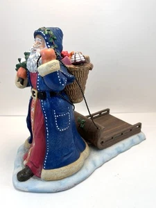 PartyLite Santa Pulling Sleigh Bag Toys Candle Holder Christmas 8" Tall Sled - Picture 1 of 11