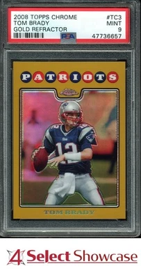 2008 TOPPS CHROME GOLD REFRACTOR #TC3 TOM BRADY PATRIOTS #/199 PSA 9 - Image 1 of 4