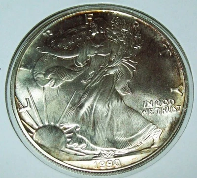 1990 American Silver Eagle 1 Troy Oz. .999 Fine Silver One Dollar Coin - Image 1 of 2
