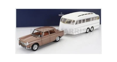 NOREV 184837 PEUGEOT - 404 WITH CARAVAN ROULOTTE HENON 1965 - BROWN MET - 1/18 - Immagine 1 di 2