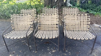 6 Tropitone LeiLani Marrón Jordan Marco de Aluminio Piscina Patio Sillas Correas de Vinilo Foto 1 de 4