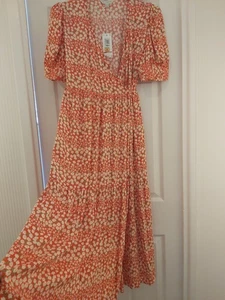 Ghost M&s Red White Floral Wrap Print Dress Size 16rrp £69.bnwt - Picture 1 of 9