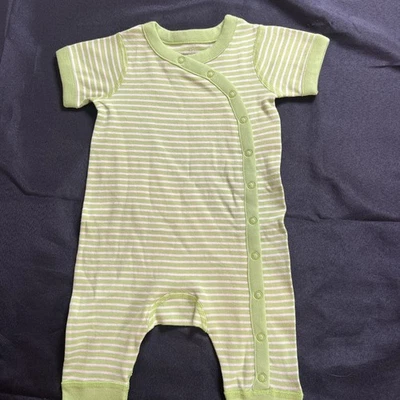 Mameluco bebé niño Hannah Anderson talla 3 a 6 meses - rayas verdes Johns cortas Foto 1 de 4