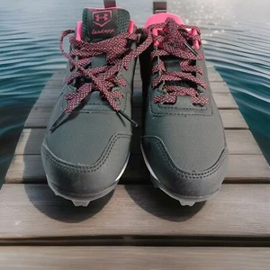 Under Armour Leadoff Low RM Baseball Cleats Black Hot Pink Girls Youth Kids 4.5 - Picture 1 of 11