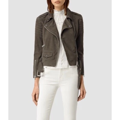 All Saints Hitchen Suede Jacket Graphite (Size US 4/UK 8) - Image 1 of 4