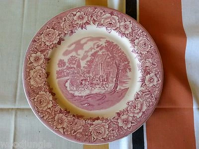 RARE THE RED LION SHENANGO CHINA CHOP PLATE  BOWL INCA WARE PINK ROSES FLOWERS - Image 1 of 3