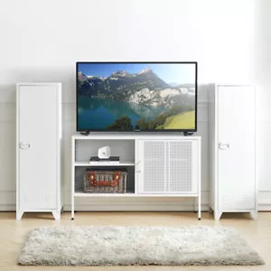 Industrial TV Stand Cabinet Storage 2/3/4 Shelves Metal Sideboard Living Room UK - Picture 1 of 31