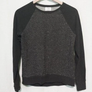 Danskin Now sweatshirt kids XL Black silver metallic crew neck pullover - Picture 1 of 6