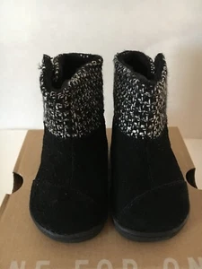Tiny Toms Nepal Boot Black with Metallic Wool Toddler Girl US Size 2, 3 - Picture 1 of 6