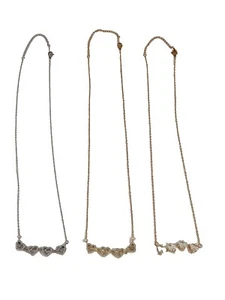 Heart Flower Stainless Steel Gold & Silver Tone Necklaces 3 Magnetic Snap Togeth - Picture 1 of 11