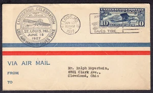 1927 10c Lindbergh Solo Atlantic Flight (C10) Borderd Nickles St Louis FDC NZ472 - Picture 1 of 2