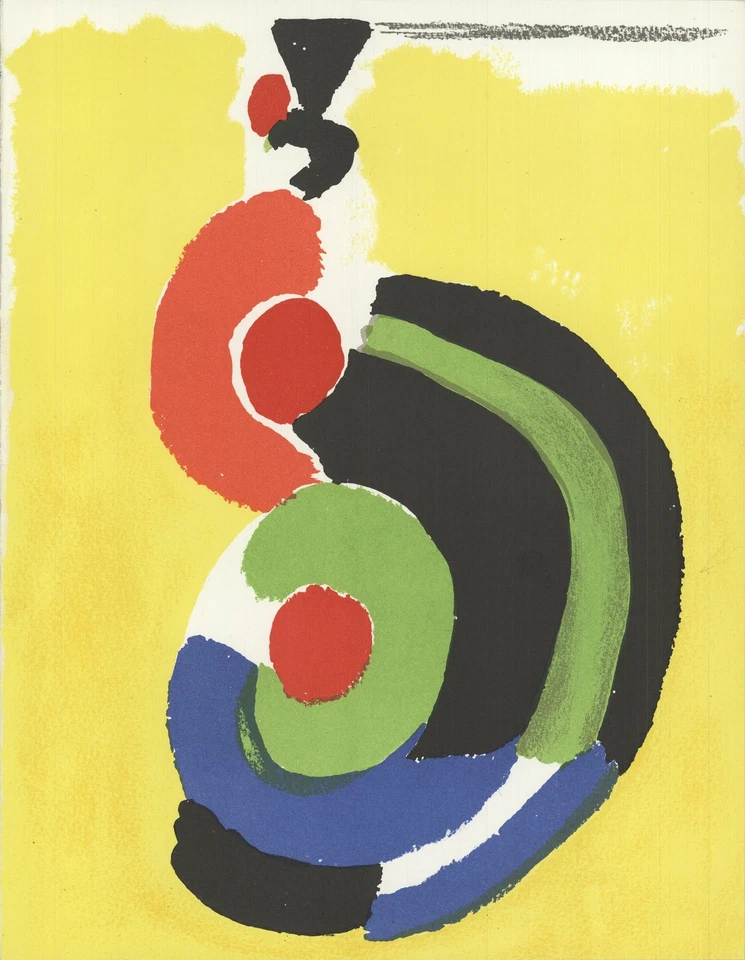SONIA DELAUNAY Composición para XXieme Siecle 12,25" x 9,5" Litografía 1972 Expr Foto 1 de 4