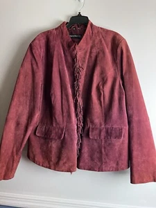Vintage Pamela McCoy Western Jacket Suede Leather Fringe Women's  Maroon SZ 2X - Picture 1 of 11