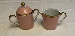 FITZ & FLOYD Renaissance Peach (linea ampia Gold Verge) crema e zuccheriera e coperchio - Foto 1 di 14