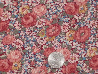 1/2 YD VINTAGE FLORAL ANTIQUE QUILT DOLL FAB # 396 made in USA - Image 1 of 2