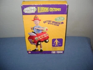 Vintage Halloween Gemmy luftgeblasen aufblasbar Illusion Kostüm Feuerwehrauto Kind - Bild 1 von 6